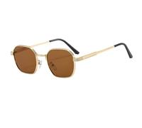 HPIRME Retro Square Sunglasses for Women Fashion Gradient Shades Metal Frame Punk Uv400(Gold-Brown)