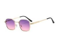 HPIRME Retro Square Sunglasses for Women Fashion Gradient Shades Metal Frame Punk Uv400(Gold-GrayPink)