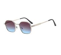 HPIRME Retro Square Sunglasses for Women Fashion Gradient Shades Metal Frame Punk Uv400(Silver-GrayBlue)