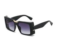 HPIRME Retro Thick Frame Gradient Rectangular Women Sunglasses Fashion Men Uv400(black grey)