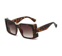 HPIRME Retro Thick Frame Gradient Rectangular Women Sunglasses Fashion Men Uv400(leopard tea)
