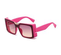 HPIRME Retro Thick Frame Gradient Rectangular Women Sunglasses Fashion Men Uv400(pink tea)