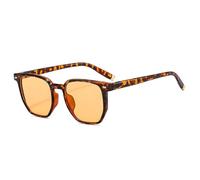 HPIRME Retro Women Clear Ocean Lens Glasses Shades Uv400 Fashion Rivets Decoration Men(Leopard orange)