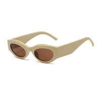 HPIRME Retro Women Glasses Fashion Oval Wide Legs Men Punk Shades Uv400(Khaki tea)