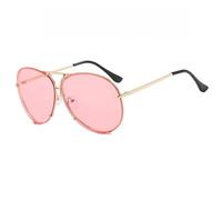 HPIRME Retro Women Oversized Round Glasses Men Fashion Luxury Metal Frame Shades Uv400(Gold Pink)