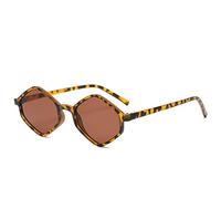 HPIRME Rhombus Sunglasses Women Glasses Retro Black Sunglass Men Eyewear UV400 Sun Glass Leopard Shades,Leopard Tea,one size