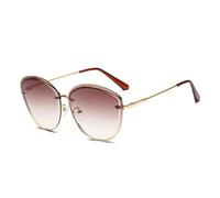 HPIRME Rimless Cat Eye Oversized Sunglasses Women's Large Frame Retro Metal Sunglasses Women's Driving Sunglasses UV400 Eyewear, c2 gradient brown, UV400