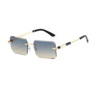 HPIRME Rimless Cut Sunglasses - Thin Metal Frame, & Uv-protective Trendy Shades(blue tea)