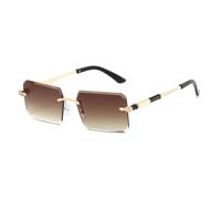 HPIRME Rimless Cut Sunglasses - Thin Metal Frame, & Uv-protective Trendy Shades(double tea)