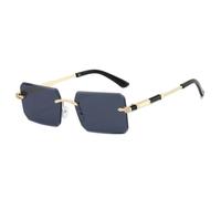 HPIRME Rimless Cut Sunglasses - Thin Metal Frame, & Uv-protective Trendy Shades(gold frame full gray)