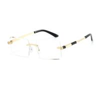 HPIRME Rimless Cut Sunglasses - Thin Metal Frame, & Uv-protective Trendy Shades(gold frame white)