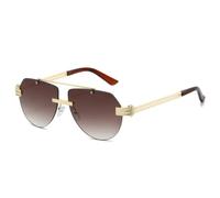 HPIRME Rimless Double Bridge Sunglasses Metal Frame Uv Protection(Gradient Tea)