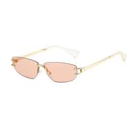 HPIRME Rimless Fashion Glasses Women Clear Ocean Lens Shades Uv400(Golden champagne)