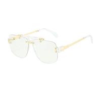 HPIRME Rimless Glasses Women Fashion Clear Ocean Gradient Lens Shades Uv400 Retro Rivets(Transparent clear)
