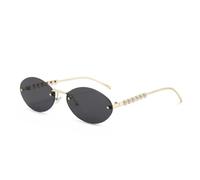 HPIRME Rimless Oval Metal Sunglasses Lady Man Uv400 Protective(LSS079-C1)