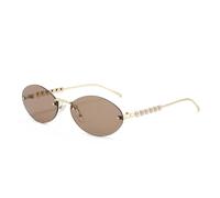 HPIRME Rimless Oval Metal Sunglasses Lady Man Uv400 Protective(LSS079-C4)