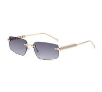 HPIRME Rimless Small Frame Sunglasses Women Punk Style Color Lens Vintage Irregular Legs(grey)