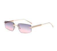 HPIRME Rimless Small Frame Sunglasses Women Punk Style Color Lens Vintage Irregular Legs(pink)