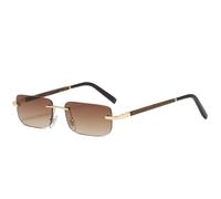HPIRME Rimless Sunglasses Women Men Vintage Rectangle Uv400 Driving Eyewear Frameless Gradient Shades(brown)