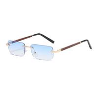 HPIRME Rimless Sunglasses Women Men Vintage Rectangle Uv400 Driving Eyewear Frameless Gradient Shades(blue)