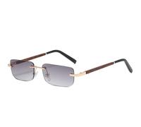 HPIRME Rimless Sunglasses Women Men Vintage Rectangle Uv400 Driving Eyewear Frameless Gradient Shades(black)