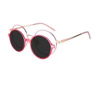 HPIRME Round Clip on Polarized Sunglasses Women Men Retro Frame Magnetic Multifunction(CD6816C4)