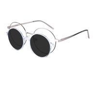 HPIRME Round Clip on Polarized Sunglasses Women Men Retro Frame Magnetic Multifunction(CD6816C5)