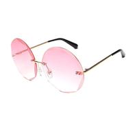 HPIRME Round Rimless Glasses Women Men Vintage Oversized Gradient Glasses Ladies Luxury Shades Female(Gold DoublePink)