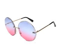 HPIRME Round Rimless Glasses Women Men Vintage Oversized Gradient Glasses Ladies Luxury Shades Female(Gold BluePink)