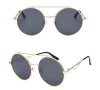HPIRME Round Shape Glasses Women Fashion Double Bridge Women Men(Gray)