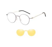 HPIRME Round Stainless Steel Sunglasses 2 in 1 Polarized Magnetic Vintage Ultra Light(C4)