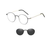 HPIRME Round Stainless Steel Sunglasses 2 in 1 Polarized Magnetic Vintage Ultra Light(C5)
