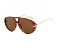 HPIRME Round Sunglasses For Women Men Retro Double Bridge Frame Sun Glasses Shades UV400 Eyeglasses,Tea Tea,one size