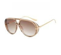 HPIRME Round Sunglasses For Women Men Retro Double Bridge Frame Sun Glasses Shades UV400 Eyeglasses,Champagne,one size