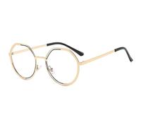 HPIRME Round Sunglasses Retro Lightweight Frame Comfortable Wear(Gold Clear)