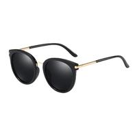 HPIRME Round Vintage Sunglasses Women Sunglasses Glasses For Women Mirror UV400 Black Eyewear,C1,One size