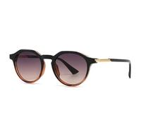 HPIRME Round Women Gradient Glasses Shades Uv400 Retro Men Punk(Black tea grey tea)