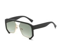 HPIRME Semi-rimless Sunglasses Women Men Colour Gradient Glass PC Leopard Frame Vintage UV400, C3, One Size