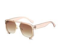 HPIRME Semi-rimless Sunglasses Women Men Colour Gradient Glass PC Leopard Frame Vintage UV400, C4, One Size
