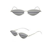 HPIRME Small Cat Eye Sunglasses Women Bending Legs Red Mirror Coating Strip Lens Cute Sun Glasses Vintage,2,One size