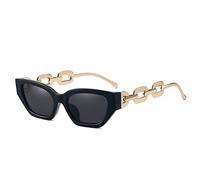 HPIRME Small Cat Eye Women's Sunglasses Cateye Chain Leg Sun Glasses For Ladies Black Shades Sunglass