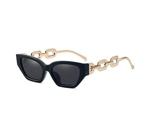 HPIRME Small Cat Eye Women's Sunglasses Cateye Chain Leg Sun Glasses For Ladies Black Shades Sunglass