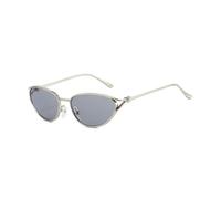 HPIRME Small-frame Cat-eye Metal Sunglasses Retro Knotted Temples(Light Grey)
