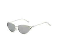 HPIRME Small-frame Cat-eye Metal Sunglasses Retro Knotted Temples(White Mercury)