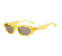 HPIRME Small Frame Oval Glasses Women 2025 Vintage Glasses Men Luxury Punk Hip Hop Shades Uv400(Yellow-Brown)