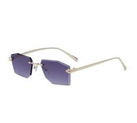 HPIRME Small Frame Rimless Polygon Glasses Men Women Luxury Cutting Lens for Male Fashion Uv400(C1GradientGray)
