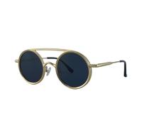 HPIRME Small Frame Round Steampunk Sunglasses Men Luxury Double Beam Driving Shades(4)