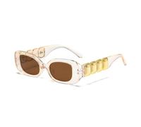 HPIRME Small Frame Sunglasses Women Fashion Irregular Legs Rectangle Uv400(clear brown)