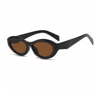 HPIRME Small Frame Women's Glasses Men Female Retro Shade Uv400(Black Brown)