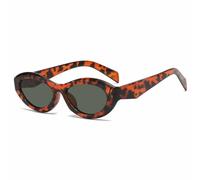 HPIRME Small Frame Women's Glasses Men Female Retro Shade Uv400(Leopard Green)